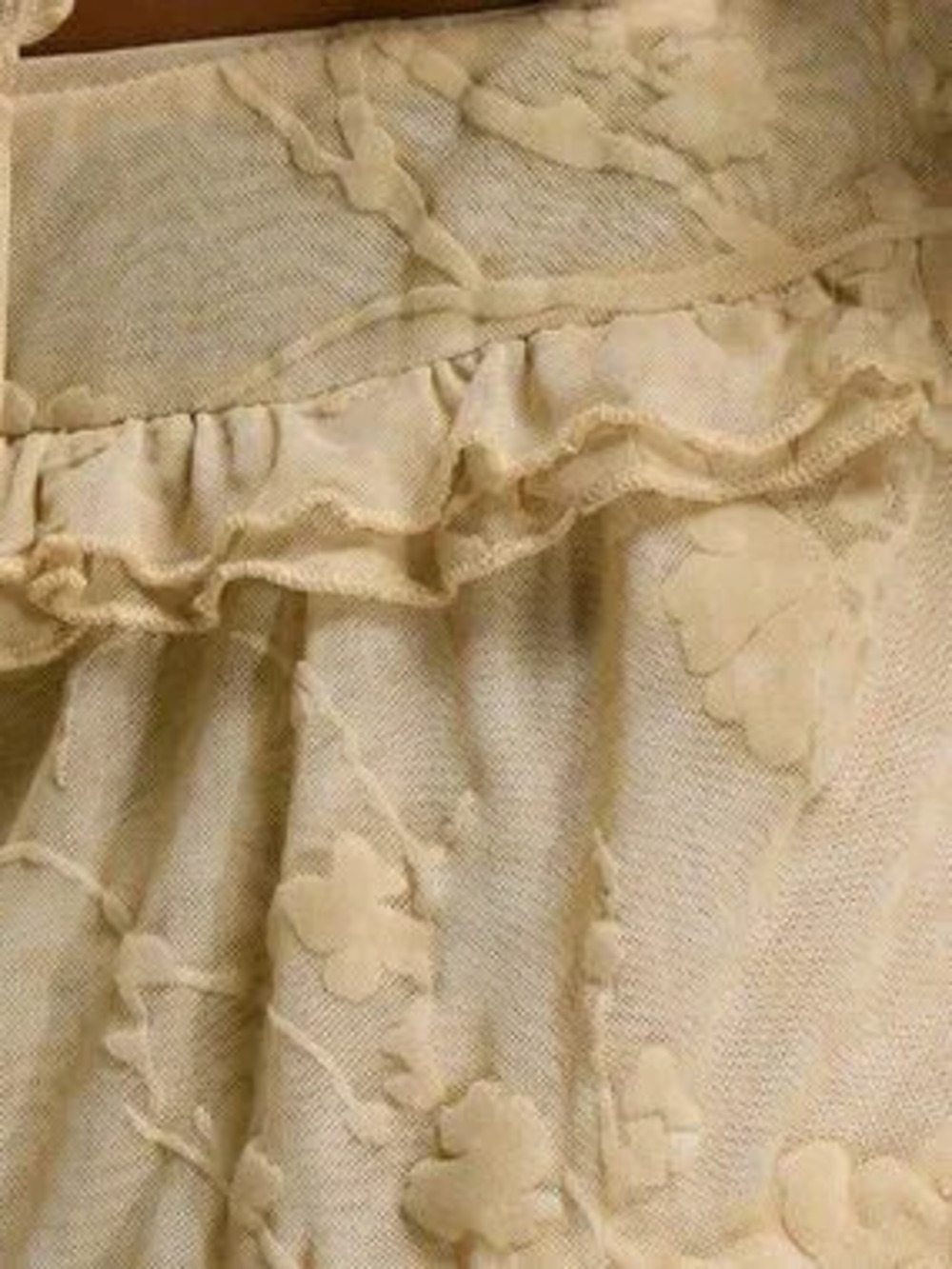 Cream Floral Mesh Boho Festival Women's Mini Skirt